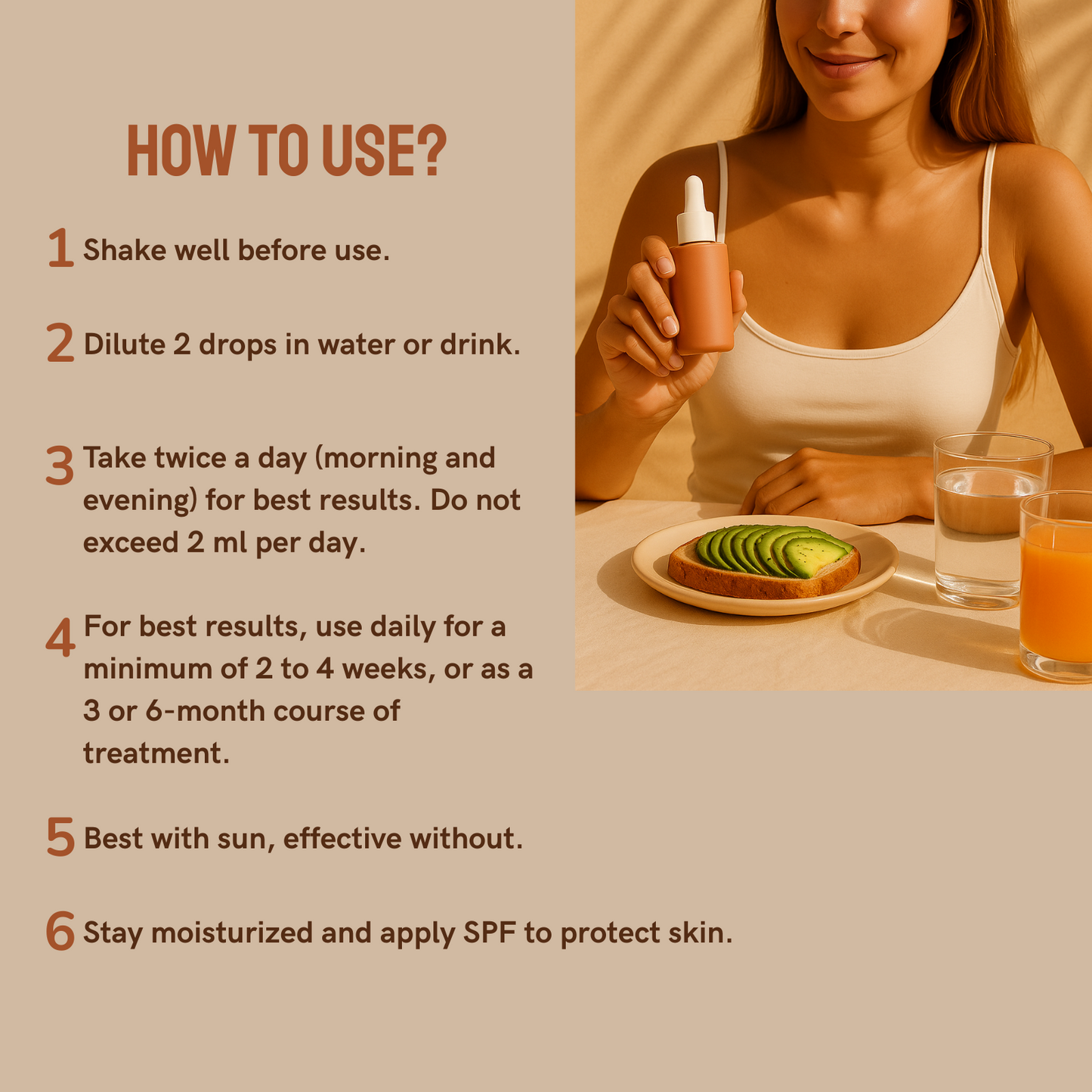 Drinkable self-tanning drops